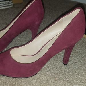 Nine West Maroon Suede Heels